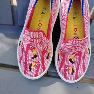 🧡 ROTHY'S 🦩🦩The Kids Sneaker Flamingo Print TODDLER GIRLS  Shoes Size 10